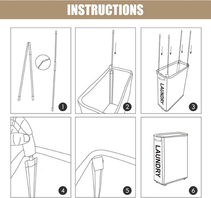 25-Inch Faltbarer Wäschekorb mit Rollen, Dunkelgrau, 52L