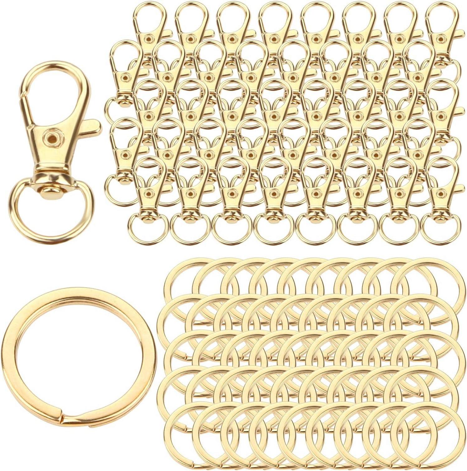 Schlüsselring Edelstahl 80 Stück Karabiner Schlüsselanhänger Gold