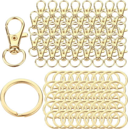 Schlüsselring Edelstahl 80 Stück Karabiner Schlüsselanhänger Gold