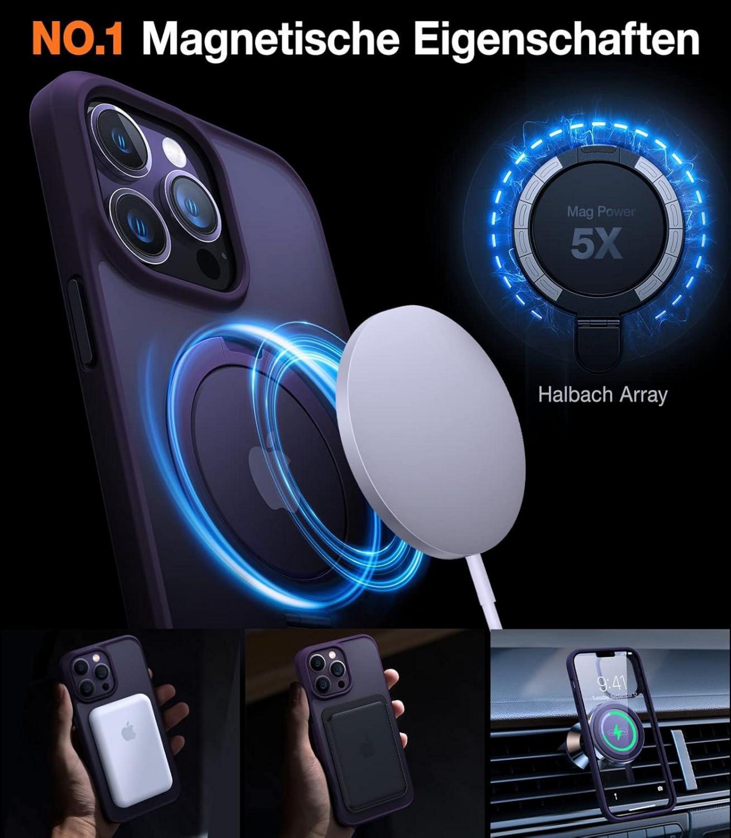 TORRAS Ostand iPhone 14 Pro Max Hülle MagSafe Stoßfest Schutzhülle Lila