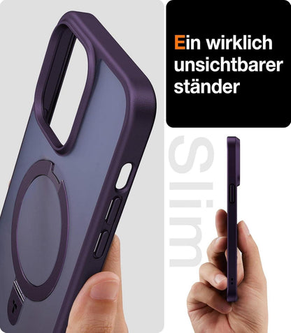 iPhone 14 Pro Max Hülle mit MagSafe Stand Lila Unsichtbarer Ständer Magnetisch