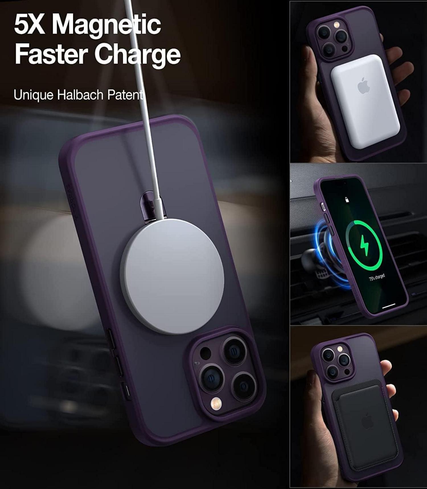 iPhone 14 Pro Max Hülle mit MagSafe Stand Lila Unsichtbarer Ständer Magnetisch
