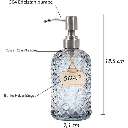 Glas Seifenspender Set (2er-Pack) mit Edelstahlpumpe
