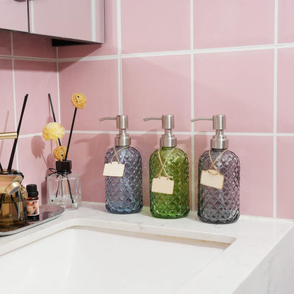 Glas Seifenspender Set (2er-Pack) mit Edelstahlpumpe