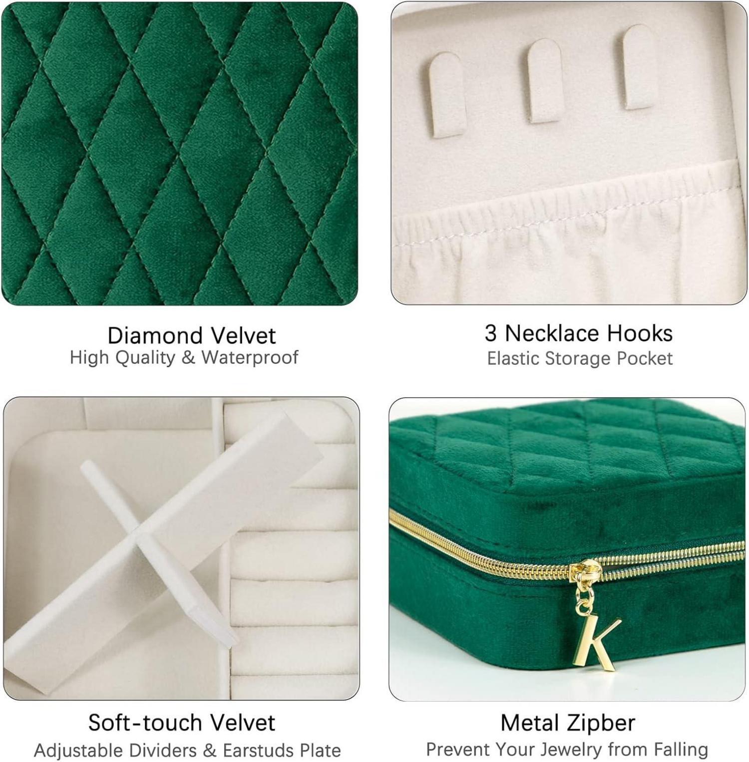 Kleine Reise Schmuckbox Plüsch Samt Aufbewahrung Ohrringe Ringe Halsketten Grün