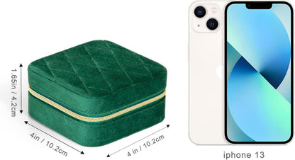 Kleine Schmuckkästchen für Damen, Tragbare Reise Schmuckbox, Plüsch