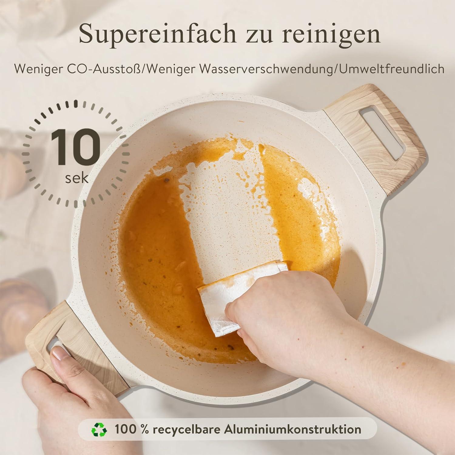 CAROTE 14-teiliges Pfannenset Antihaft-Beschichtung Deckel Induktion