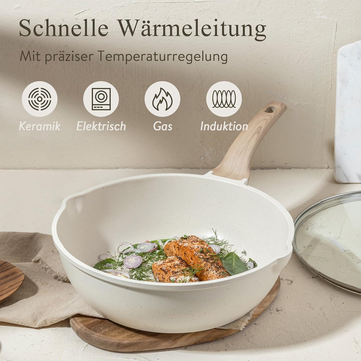 Topfsets Pfannenset 14-Teilig 24cm Stielkasserolle Induktionspfanne