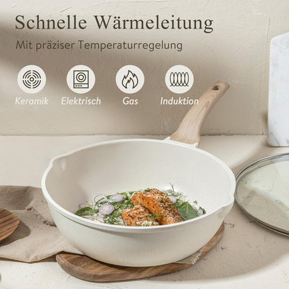 Topfsets Pfannenset 14-Teilig 24cm Stielkasserolle Induktionspfanne