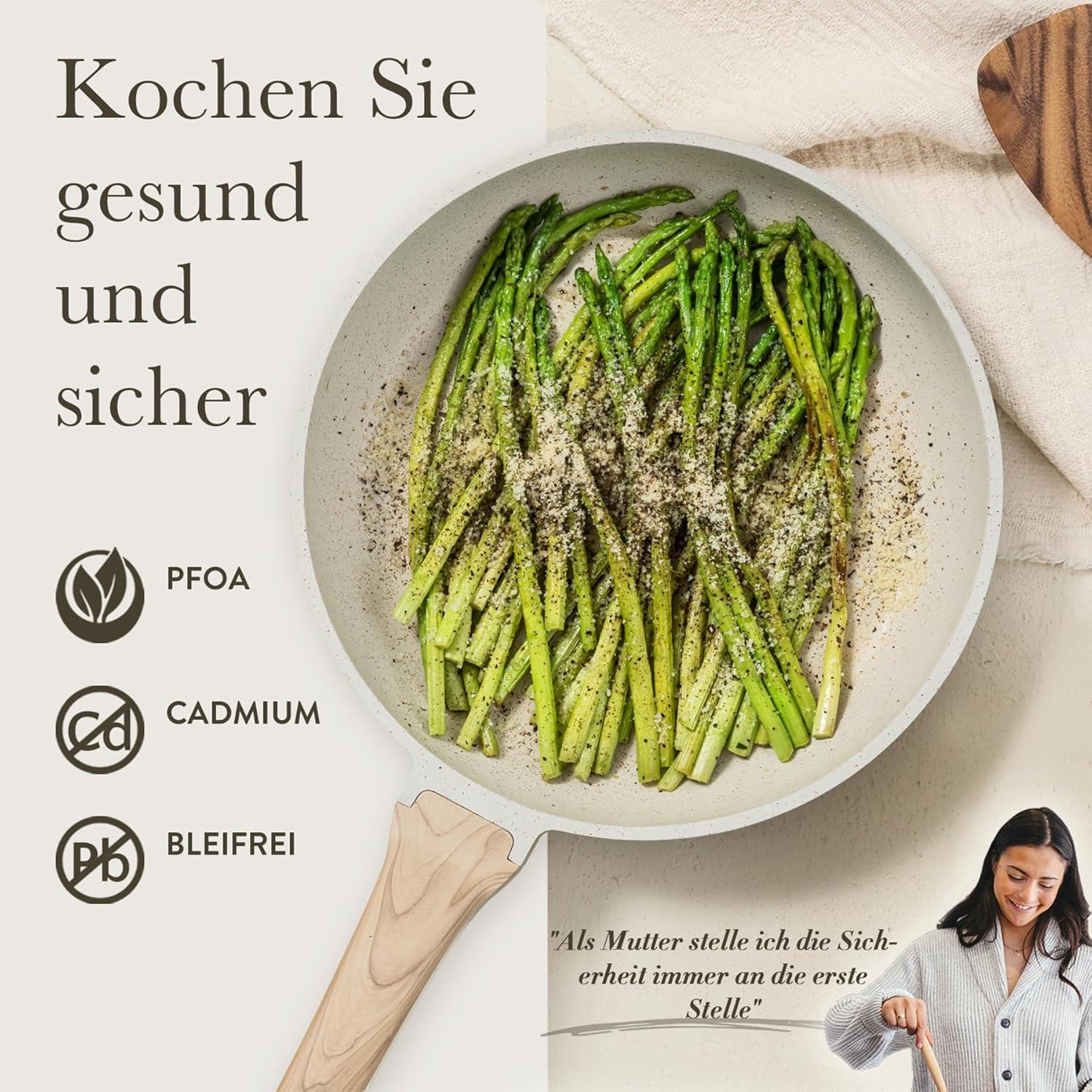 CAROTE 14-teiliges Pfannenset Antihaft-Beschichtung Deckel Induktion