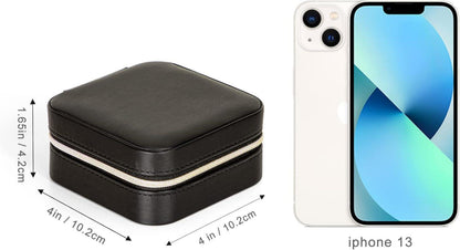 Kleine Schmuckkästchen für Damen Tragbare Reise Schmuckbox Schwarz