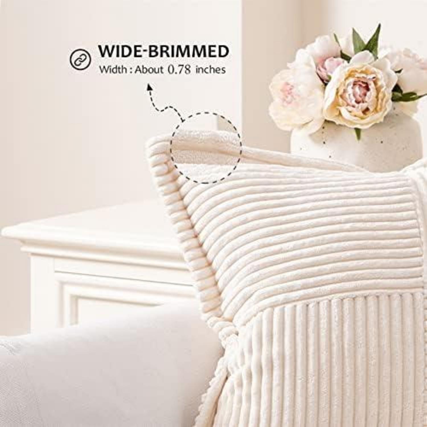 Kissenbezüge 45x45 cm Creme weiß 2er Set Kordsamt
