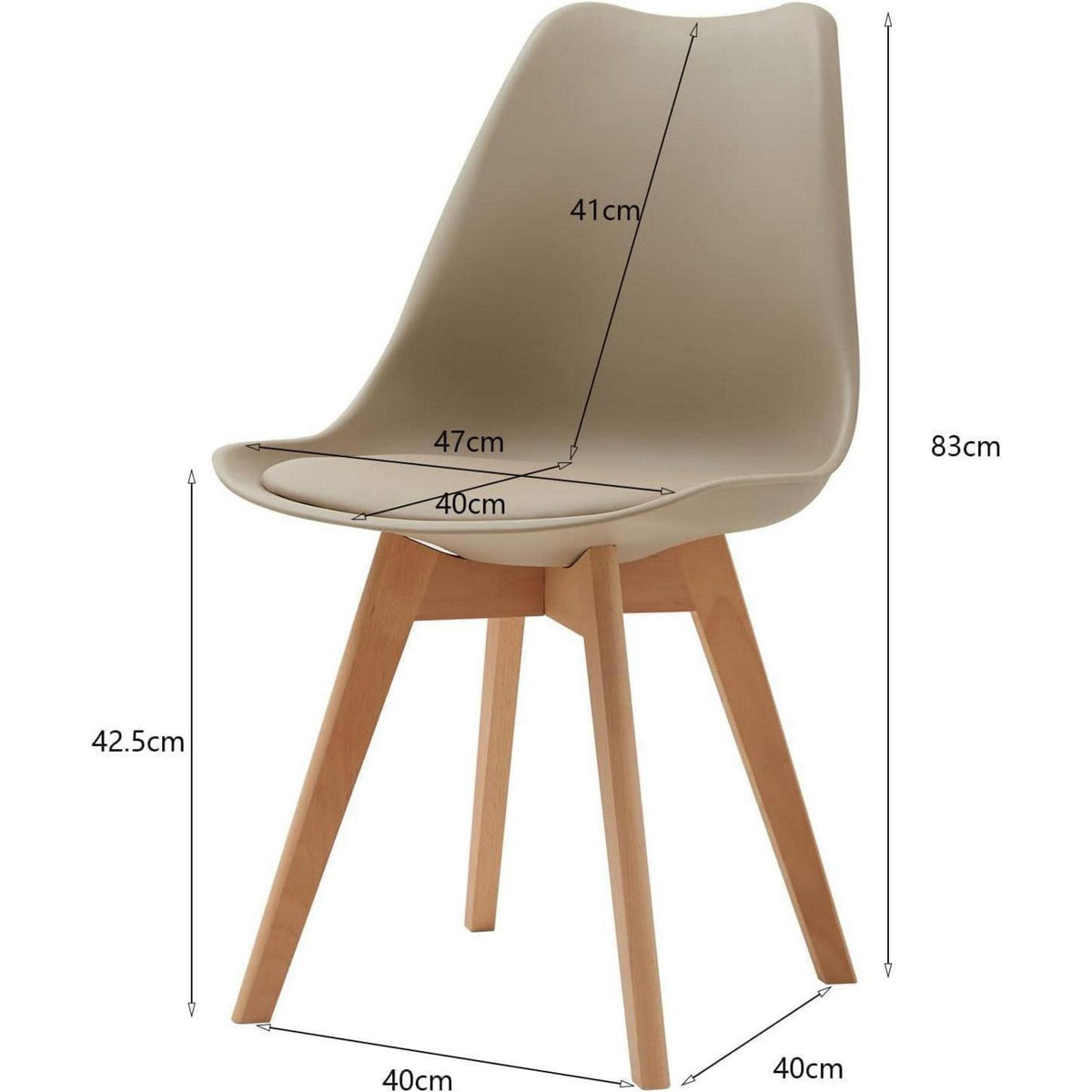 8 Esszimmerstühle Skandinavisch, Khaki & Beige, Sitz in Lederoptik