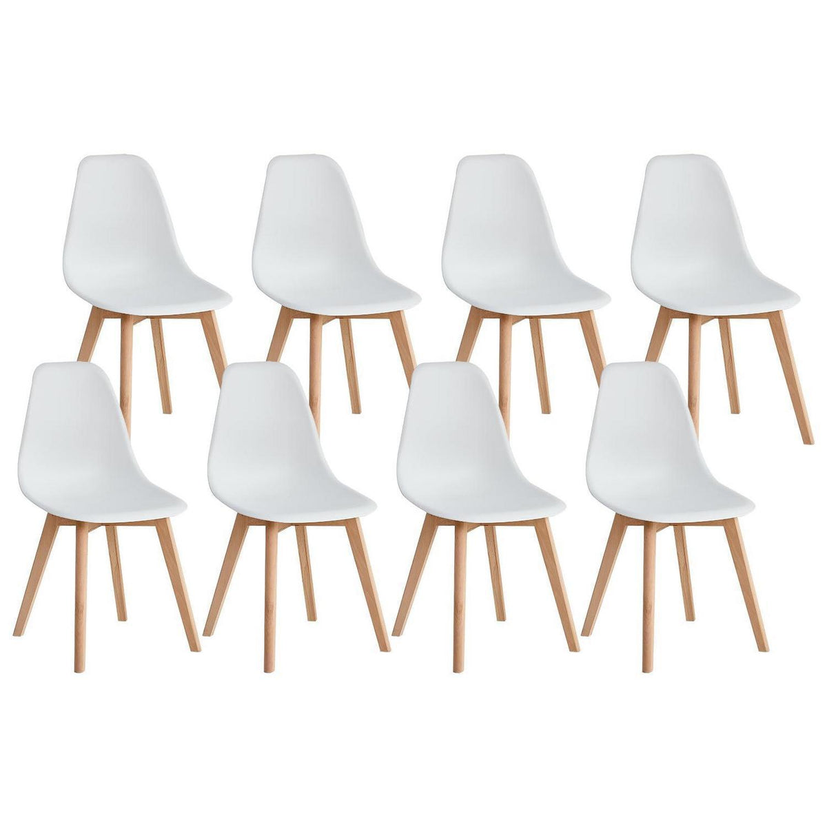 Weißes Esszimmerstuhls Set (8 Stühle) – Massivholz Beine