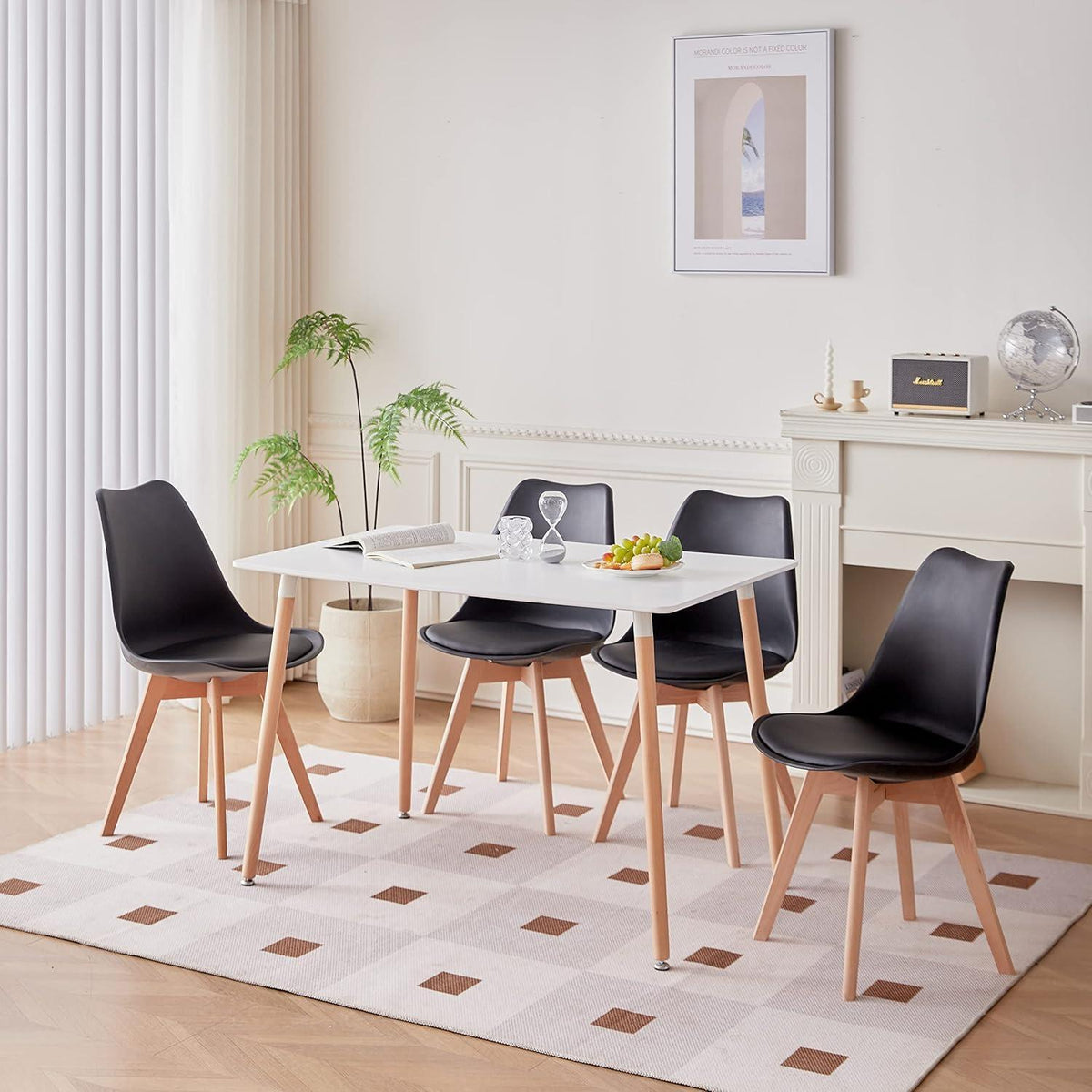 Esszimmerstühle 4er Set Schwarz | Skandinavisches Design