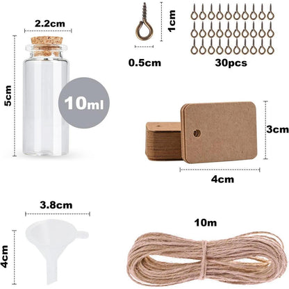 30 Stück Mini Glasflaschen mit Korken,10ml - DIY Hochzeit