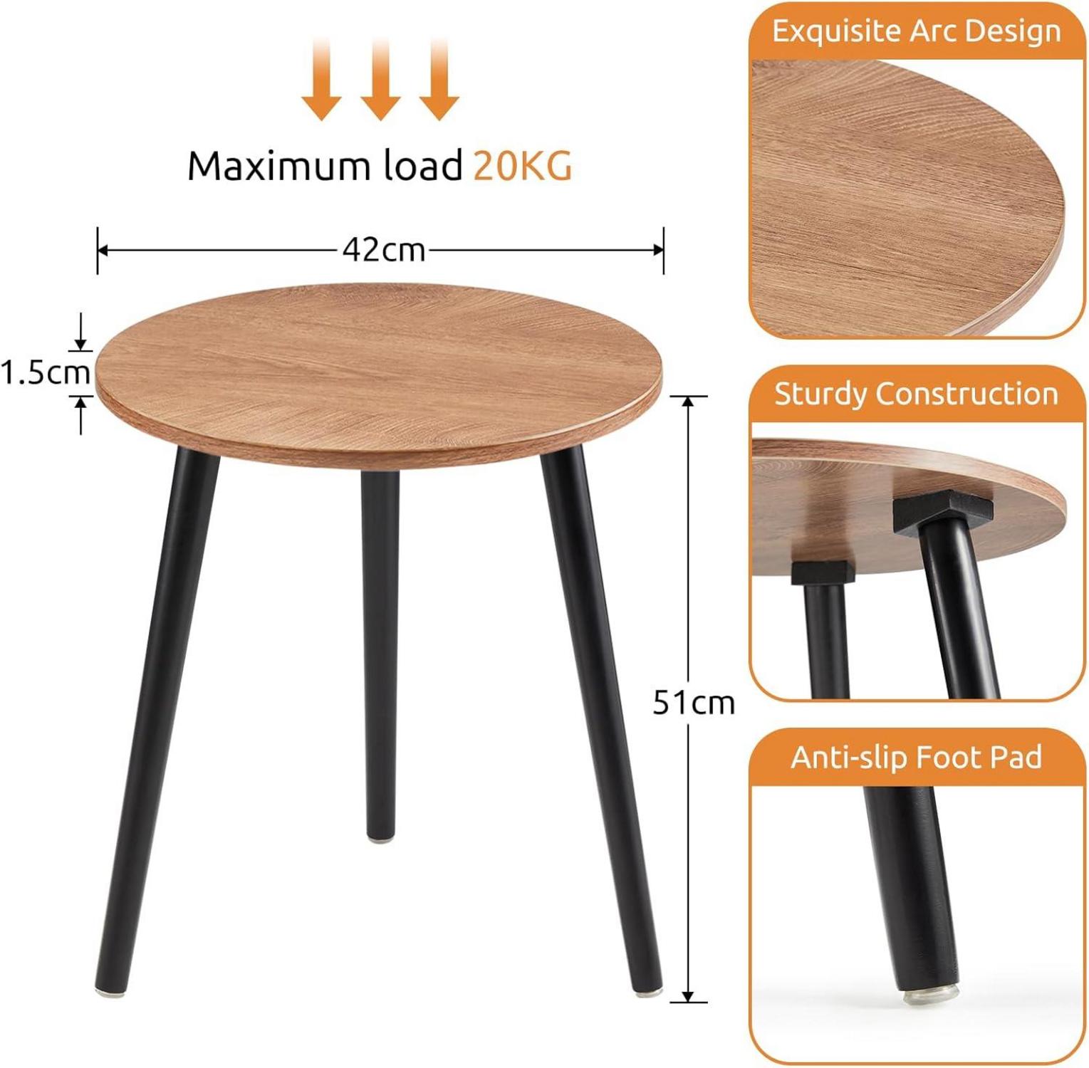 Runder Beistelltisch Holz Skandinavischer Stil 42x42x51CM