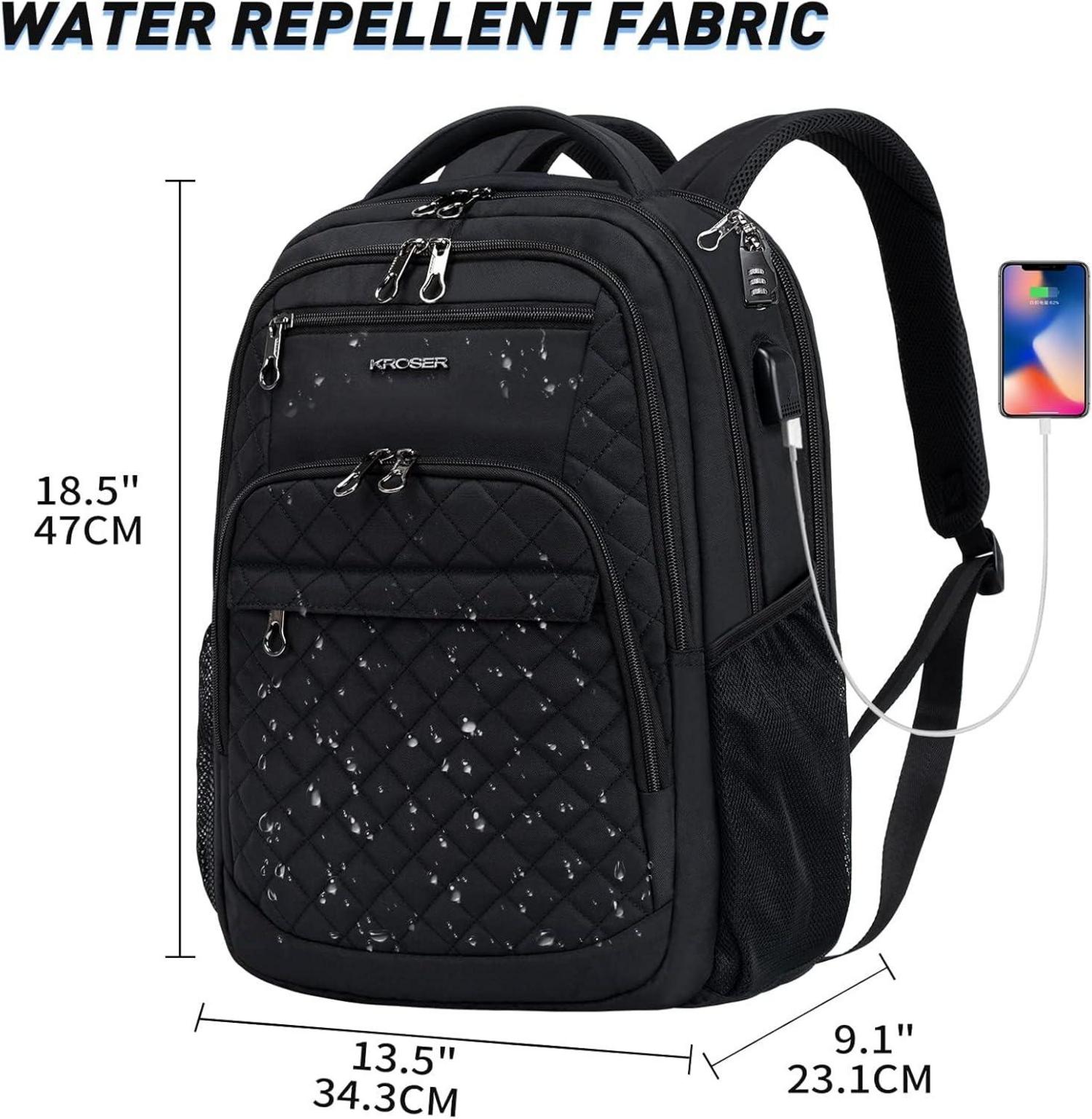 Laptop Rucksack Business Wasserdicht USB RFID 17 Zoll Schwarz