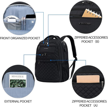 KROSER Laptop Rucksack 17,3 Zoll Wasserdicht USB RFID Taschen schwarz