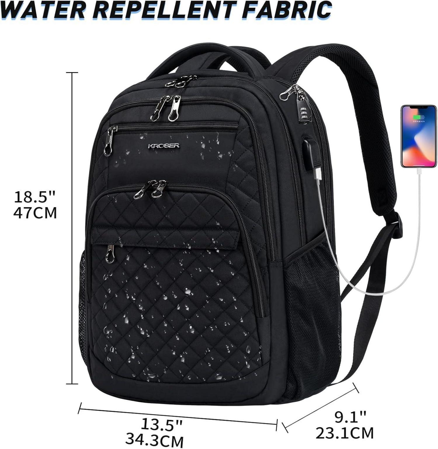 KROSER Laptop Rucksack 17,3'' Business Wasserdicht USB RFID-Taschen