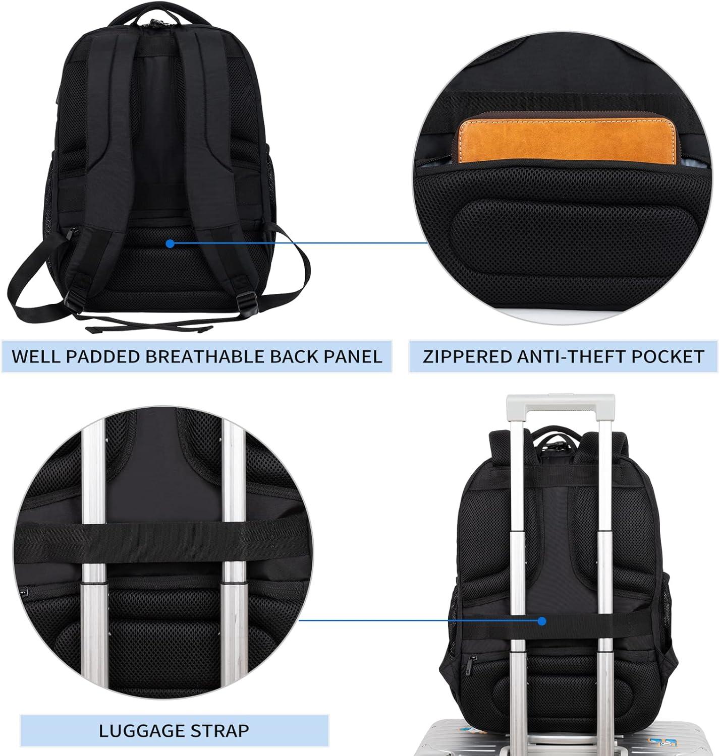 KROSER Laptop Rucksack 17,3 Zoll Wasserdicht USB RFID Taschen schwarz