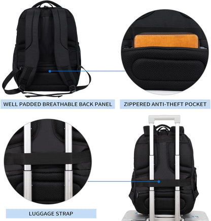 KROSER Laptop Rucksack 17,3 Zoll Wasserdicht USB RFID Taschen schwarz