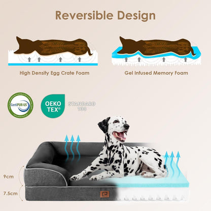 Orthopädisches Hundebett XL mit Memory Foam, Dunkelgrau