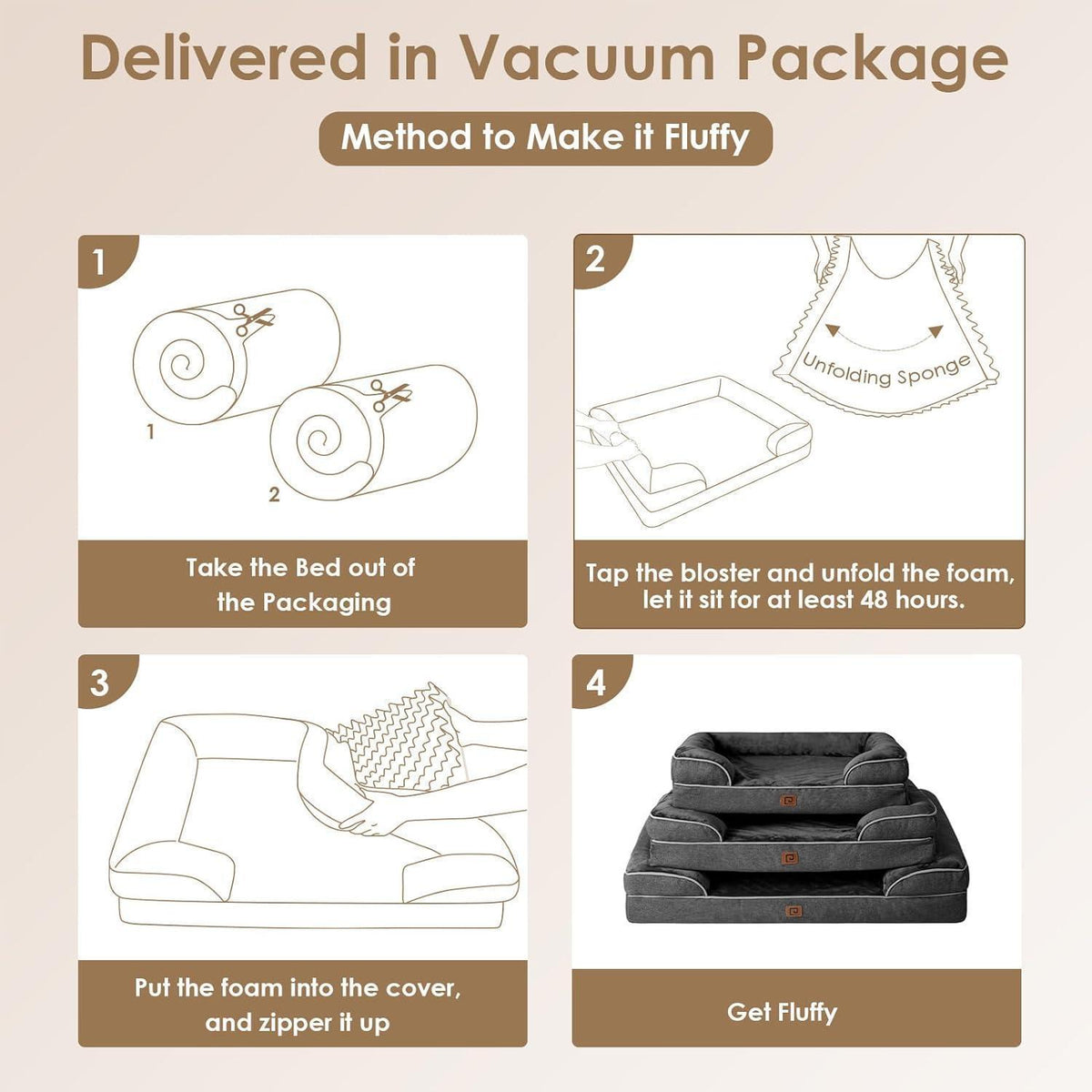 Orthopädisches Hundebett XL mit Memory Foam, Dunkelgrau