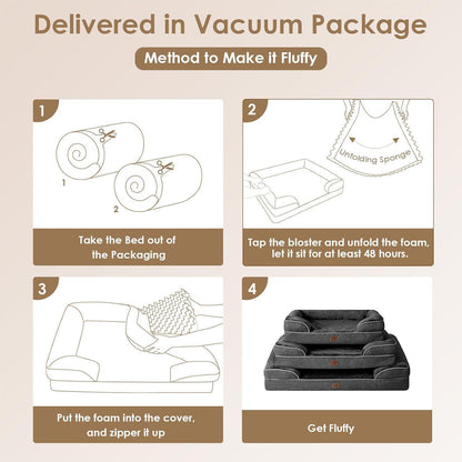 Orthopädisches Hundebett XL mit Memory Foam, Dunkelgrau