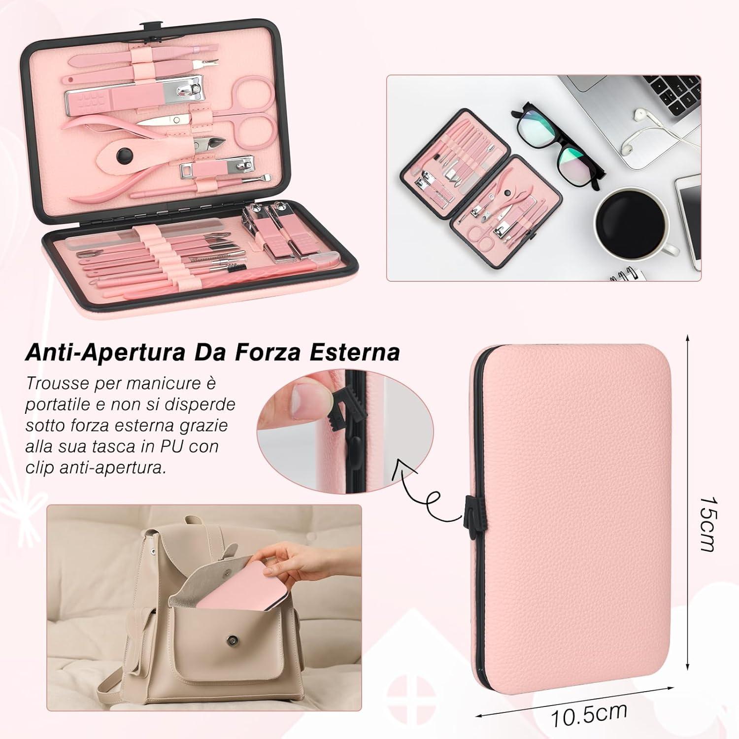 Maniküre Set Nagelpflege Edelstahl Pediküre Werkzeuge Rosa