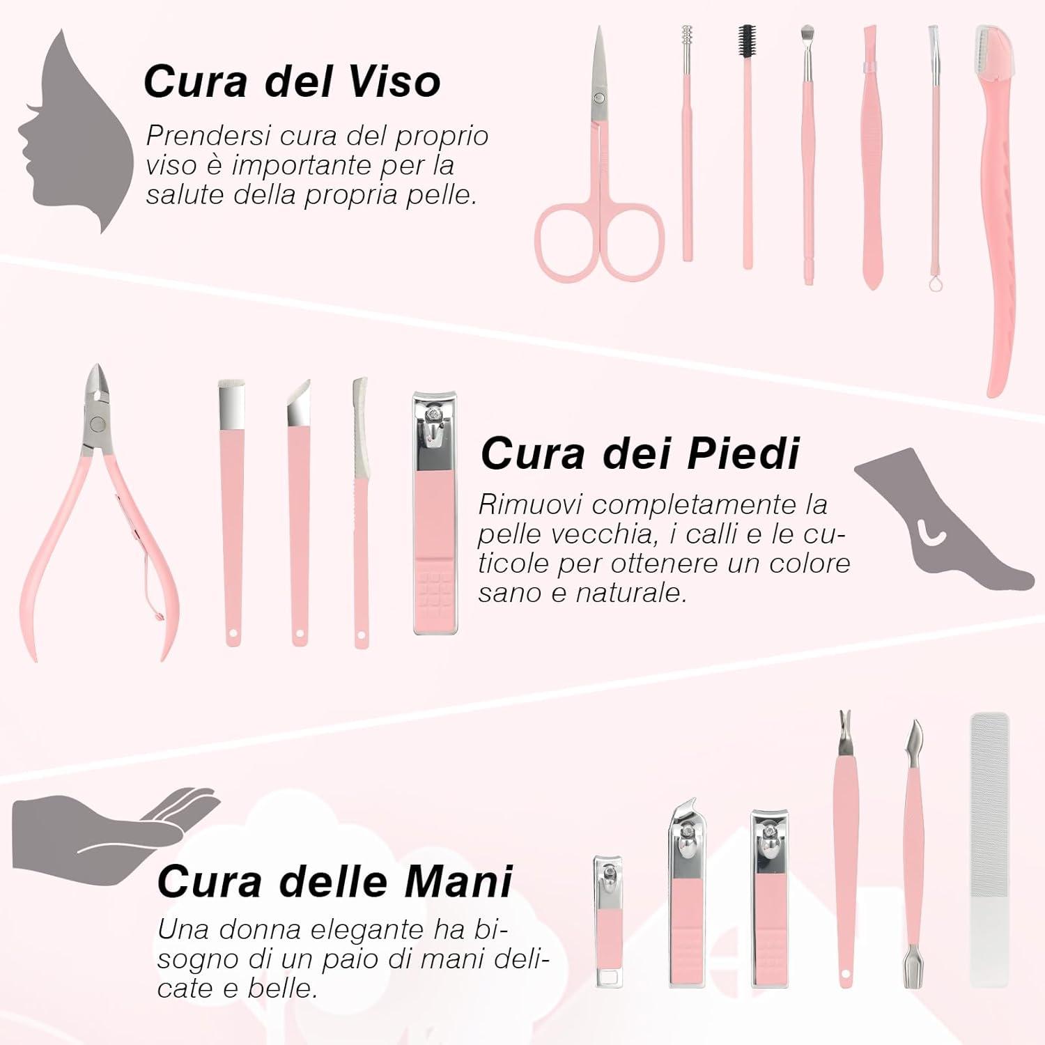 Maniküre Set Nagelknipser Kit Pediküre Werkzeug Nagelschere Rosa
