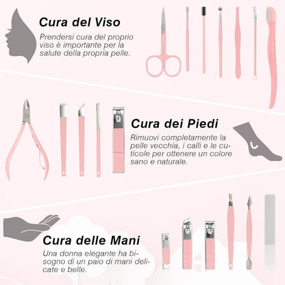 Maniküre Set Nagelknipser Kit Pediküre Werkzeug Nagelschere Rosa