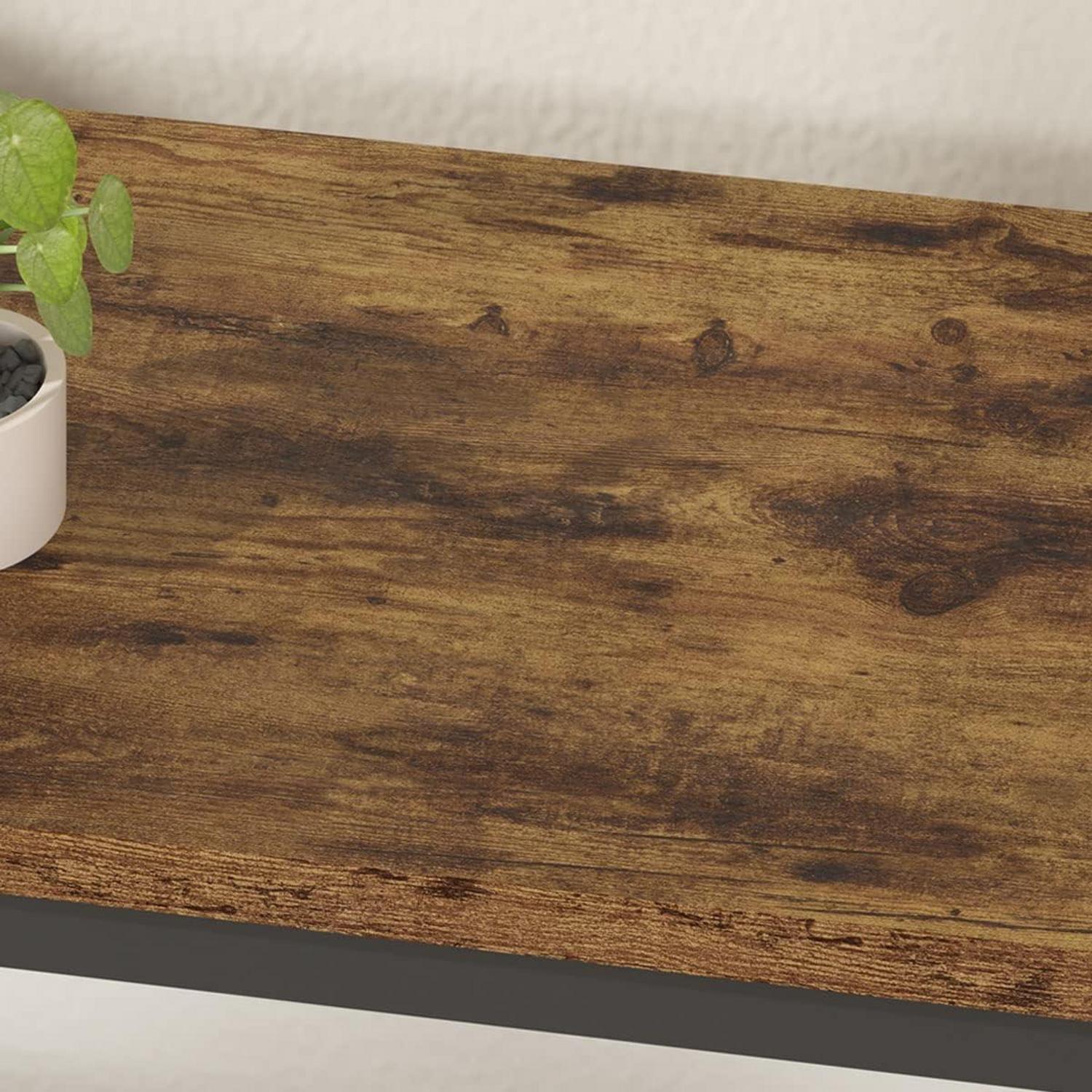 Konsolentisch Schmal Vintage Braun Holz Metallgestell 140x34x74cm