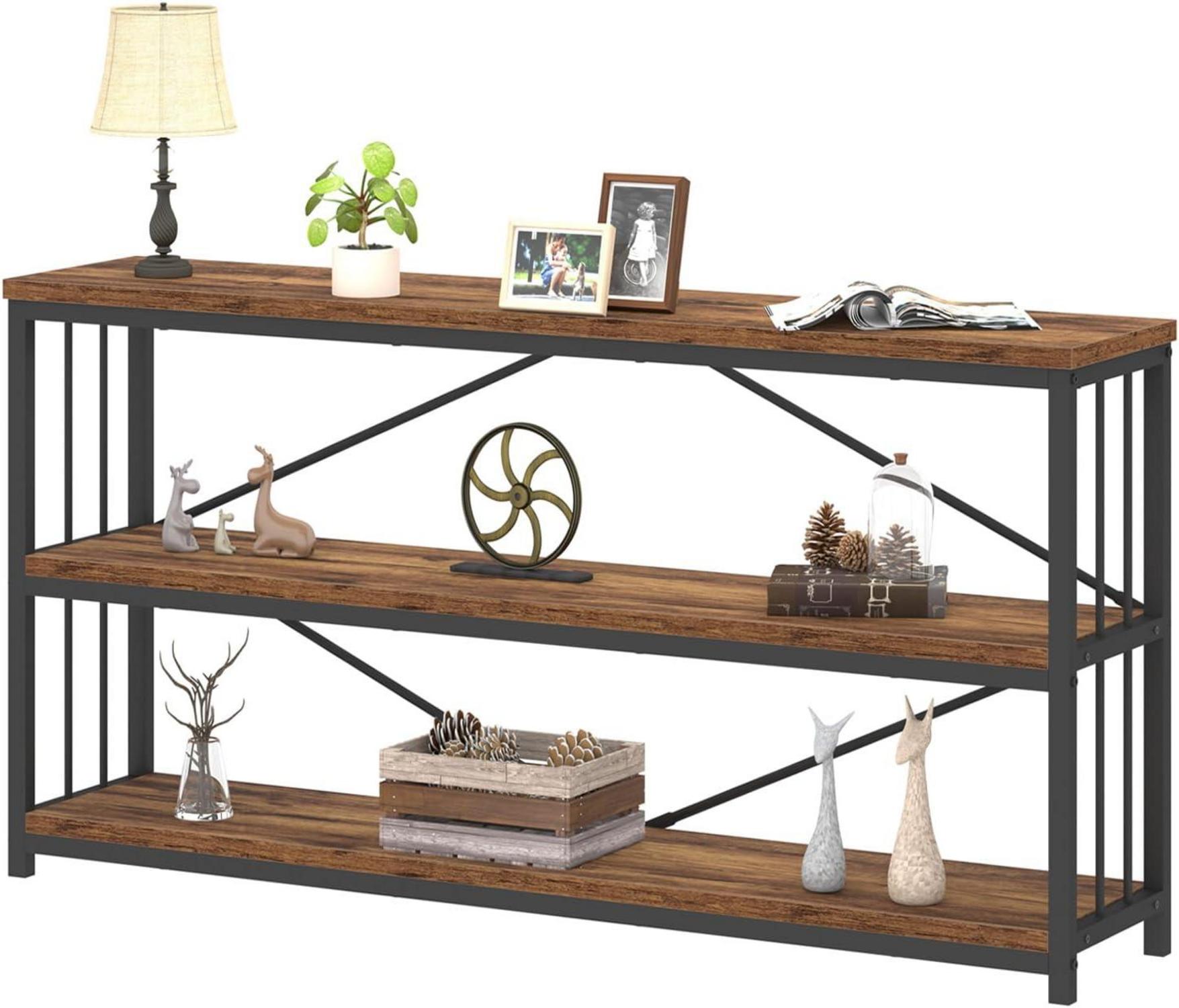 Schmaler Konsolentisch Vintage Industrial Holz Metall 140x34x74cm