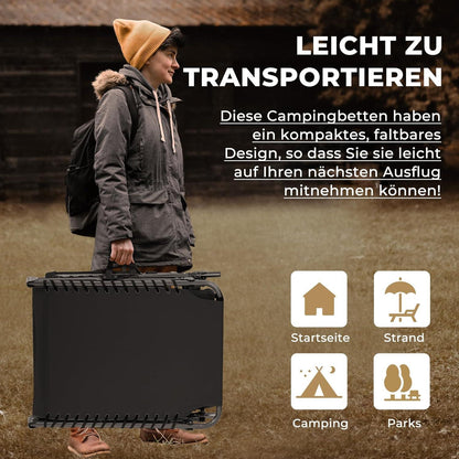 KingCamp Sonnenliege Klappbar 2er Set Gartenliege Campingliege 5-Stufig Verstellbar Schwarz