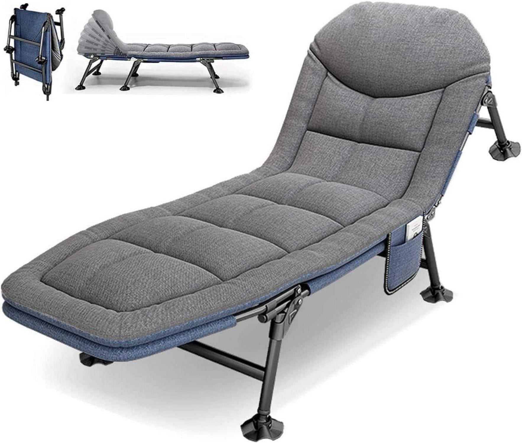 Klappbare Sonnenliege mit Auflage, Campingliege 190x67x38cm