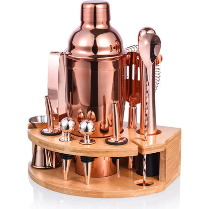 Cocktail Set 750ML 12tlg Edelstahl RoseGold mit Ständer