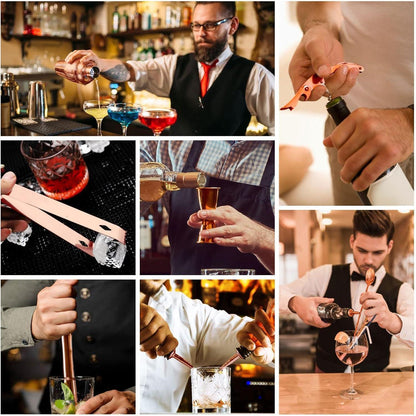 Cocktail Set 750ML 12tlg Edelstahl RoseGold mit Ständer