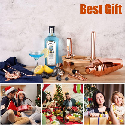 Cocktail Set 750ML 12tlg Edelstahl RoseGold mit Ständer