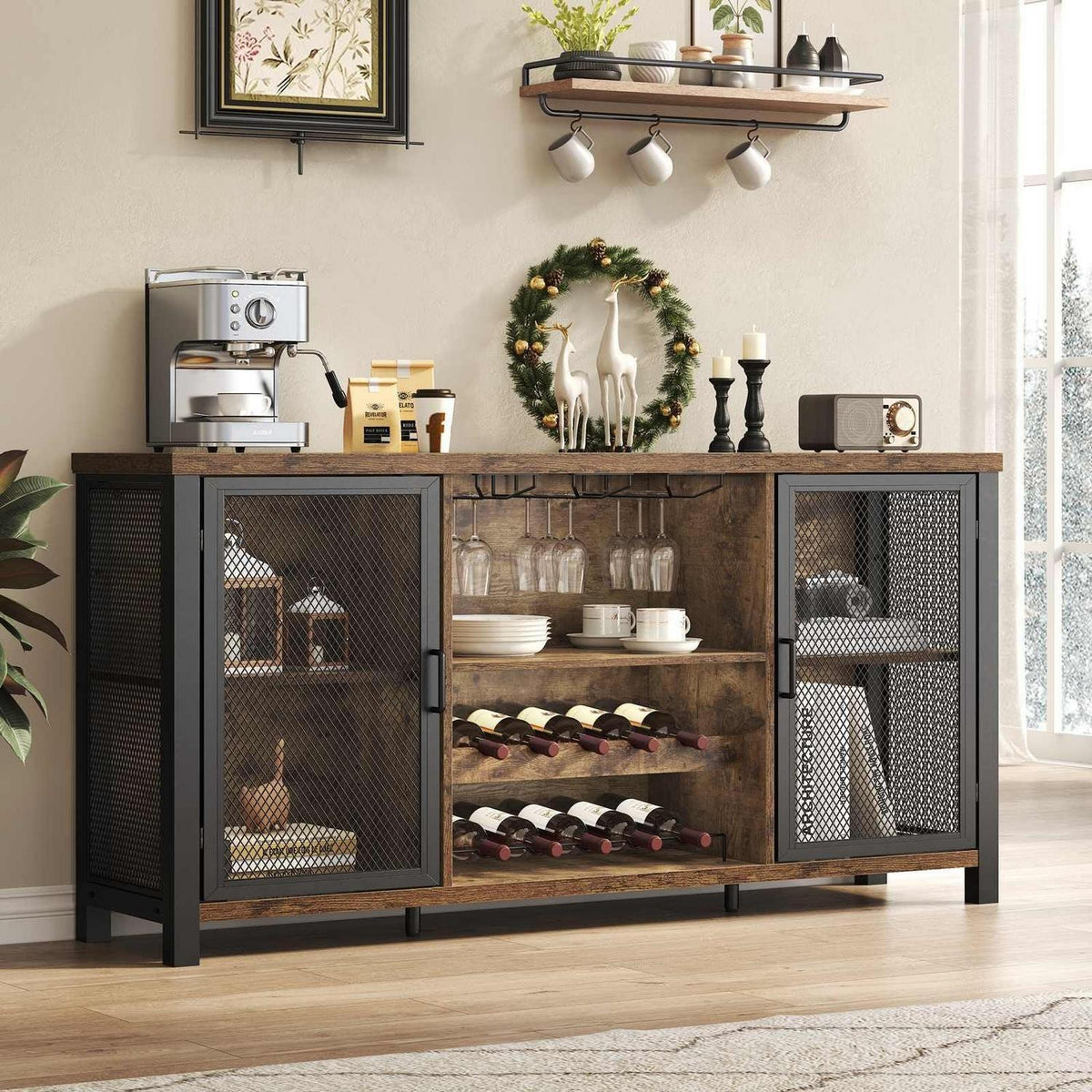 Industrieller Barschrank mit Weinkühler & Stauraum 140cm