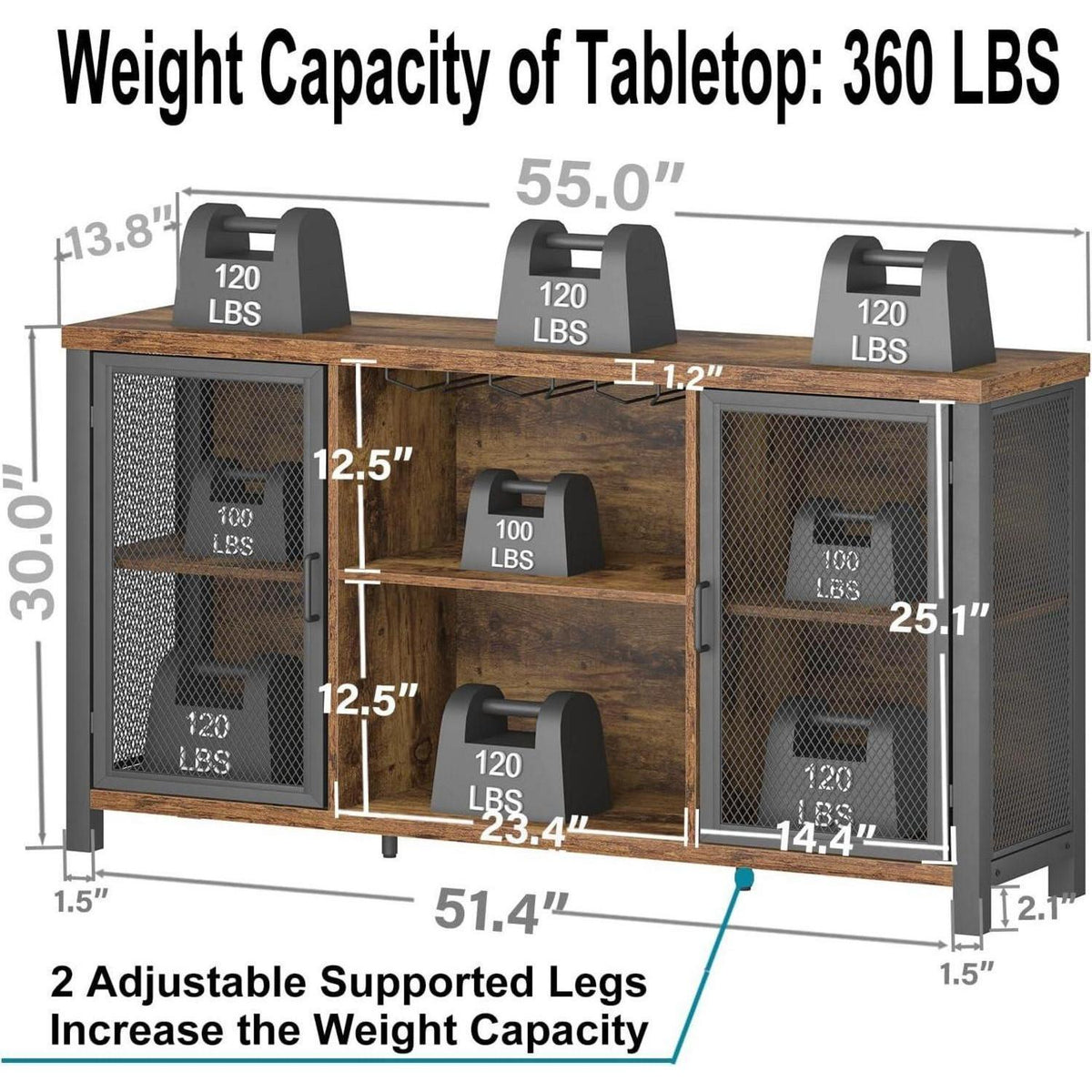 Industrieller Barschrank mit Weinkühler & Stauraum 140cm