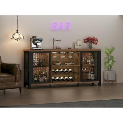 Industrieller Barschrank mit Weinkühler & Stauraum 140cm