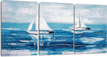 3-teilig Leinwandbilder Blauer Ozean Segelboot Kunstdruck 30x40cm