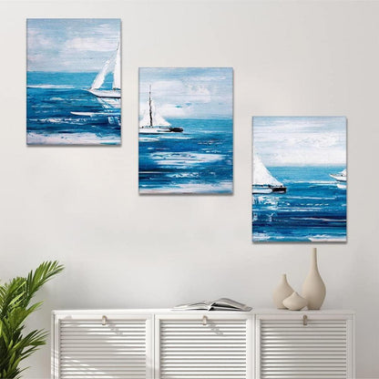 Leinwandbild Blauer Ozean Segelboot 30x40cm Wohnzimmer Badezimmer Wanddeko