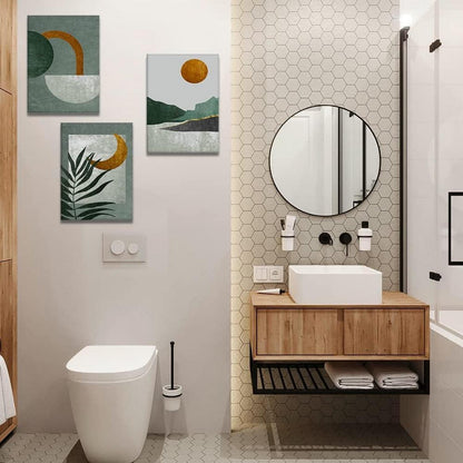 Zen Leinwandbilder 3-teilig Sonne Mond Teekanne Kunstdruck 30x40cm