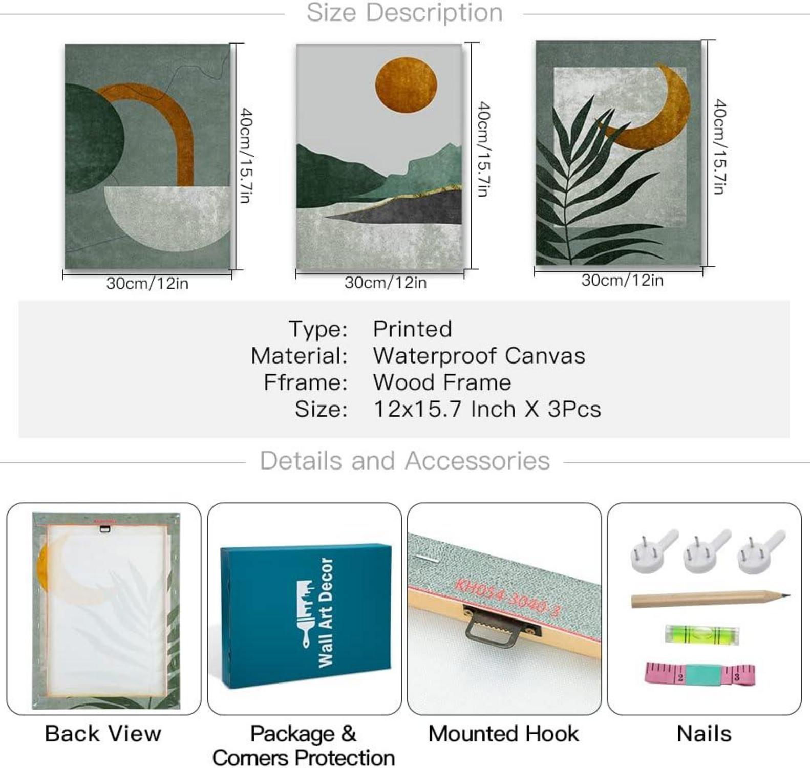 Zen Leinwandbilder 3-teilig Sonne Mond Teekanne Kunstdruck 30x40cm