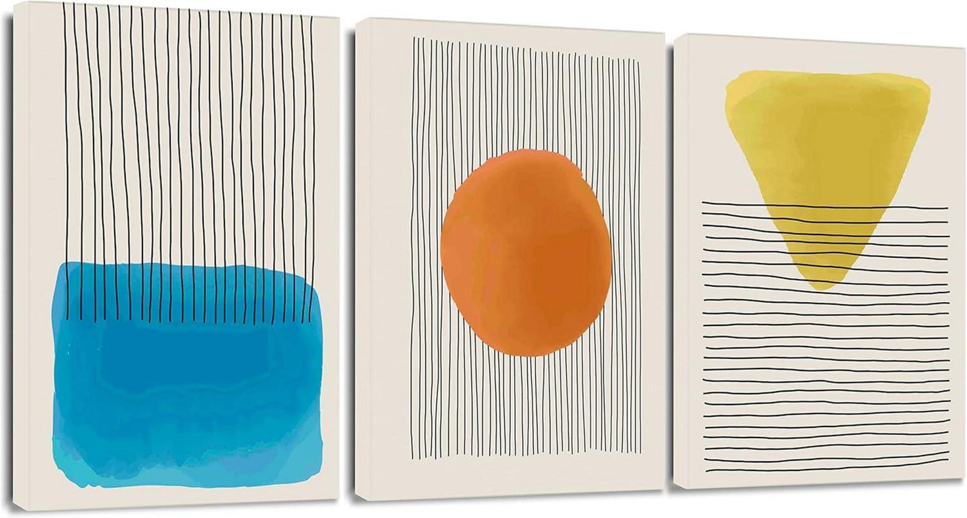 Moderne 3-Teilig Leinwandbilder Geometrische Linie Kunstdruck 30x40cm