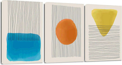 Moderne 3-Teilig Leinwandbilder Geometrische Linie Kunstdruck 30x40cm