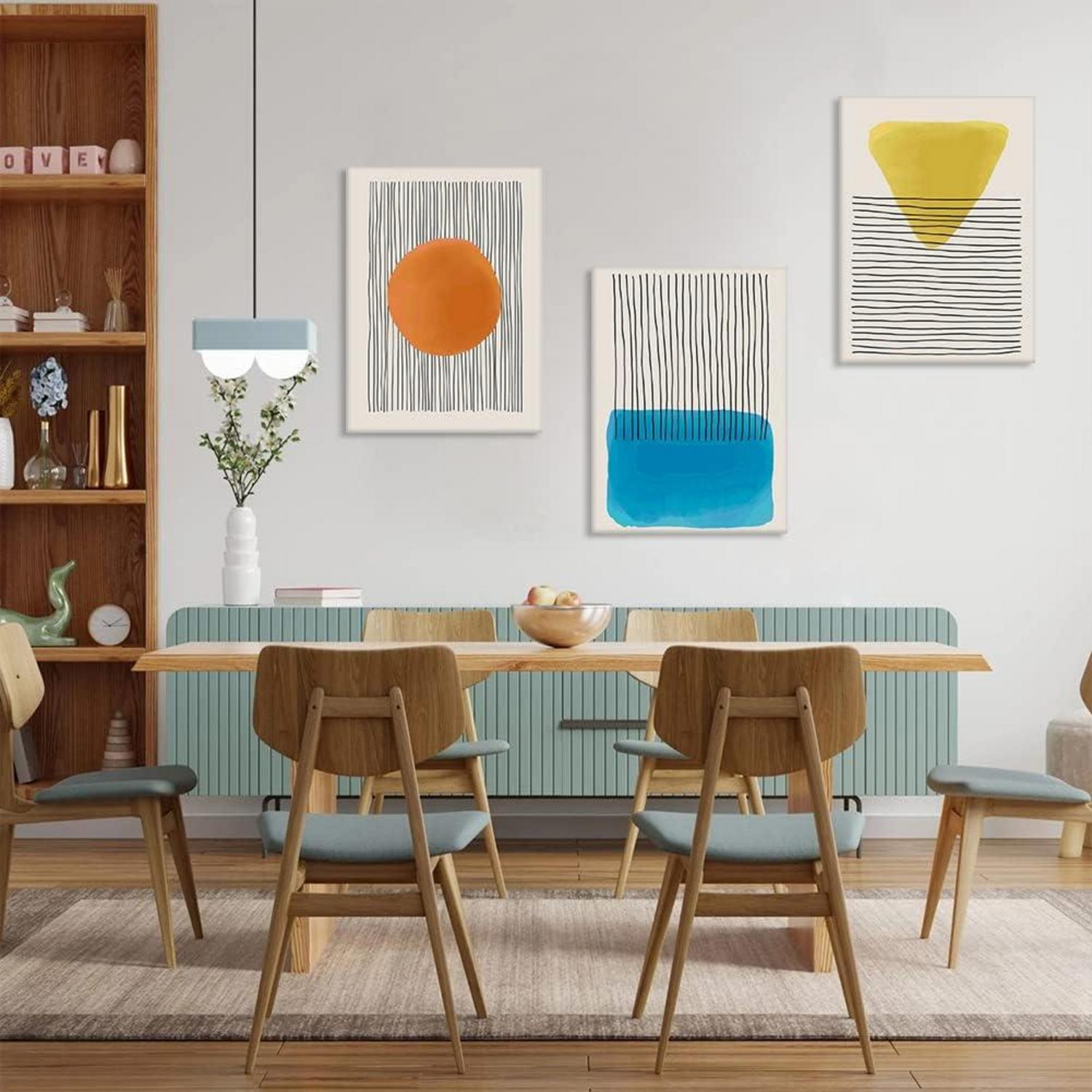 Moderne 3-Teilig Leinwandbilder Geometrische Linie Kunstdruck 30x40cm