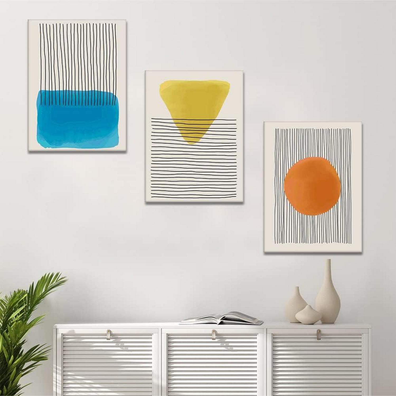 Leinwandbilder Geometrische Linie Wandbild Set 30x40 cm 3-teilig